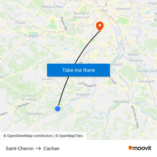 Saint-Cheron to Cachan map