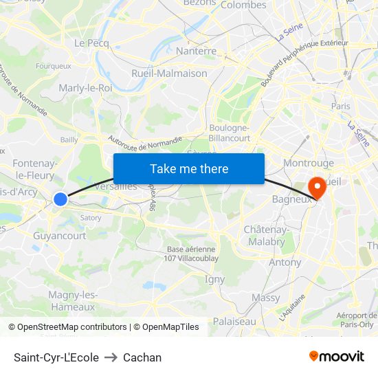 Saint-Cyr-L'Ecole to Cachan map
