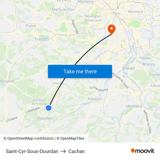 Saint-Cyr-Sous-Dourdan to Cachan map