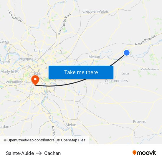 Sainte-Aulde to Cachan map