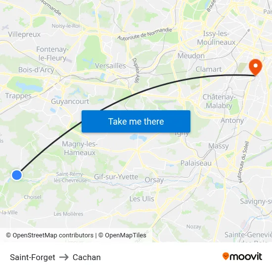 Saint-Forget to Cachan map