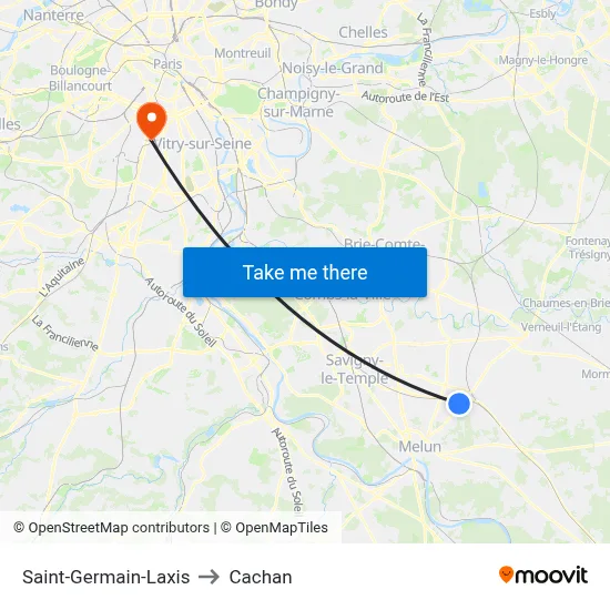 Saint-Germain-Laxis to Cachan map
