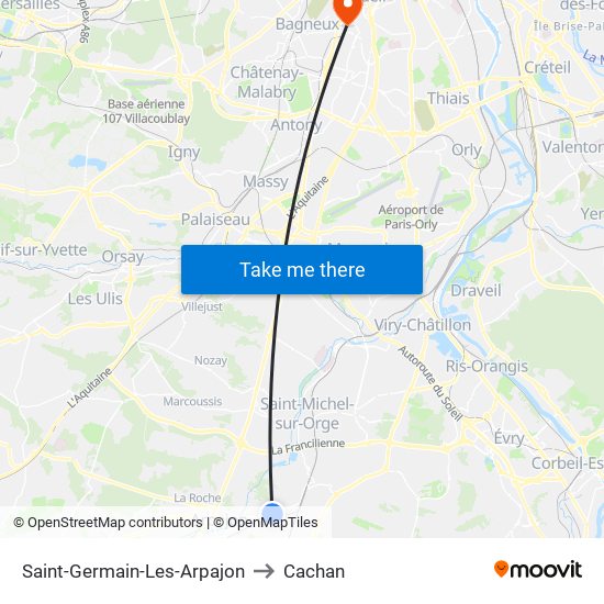Saint-Germain-Les-Arpajon to Cachan map