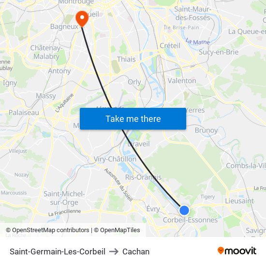 Saint-Germain-Les-Corbeil to Cachan map