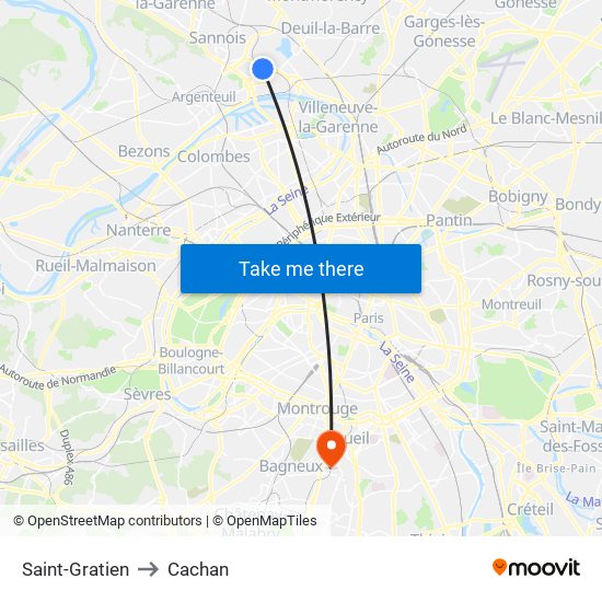 Saint-Gratien to Cachan map