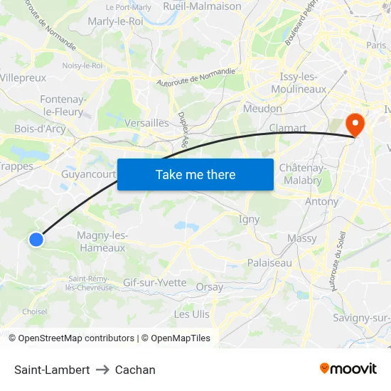 Saint-Lambert to Cachan map