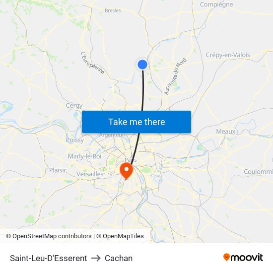 Saint-Leu-D'Esserent to Cachan map