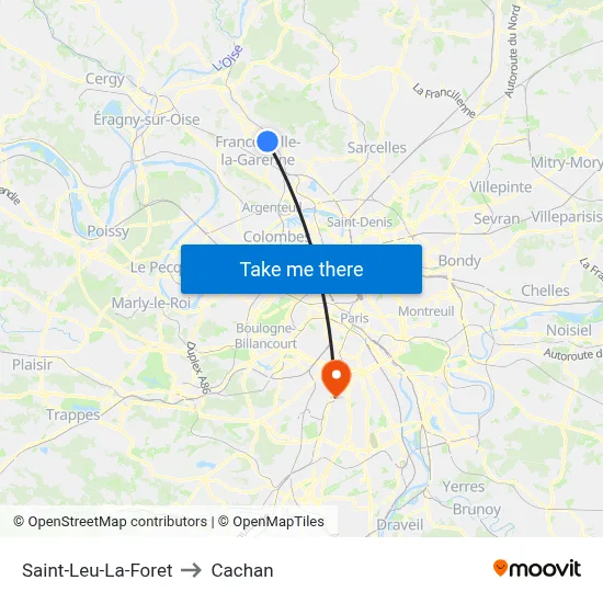 Saint-Leu-La-Foret to Cachan map