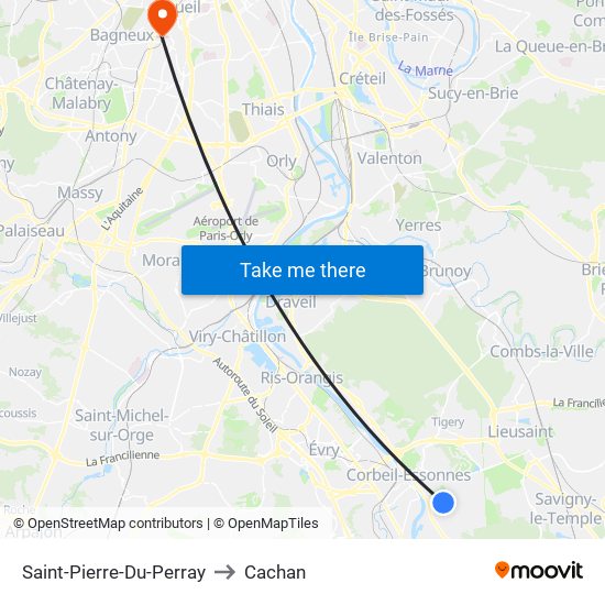 Saint-Pierre-Du-Perray to Cachan map