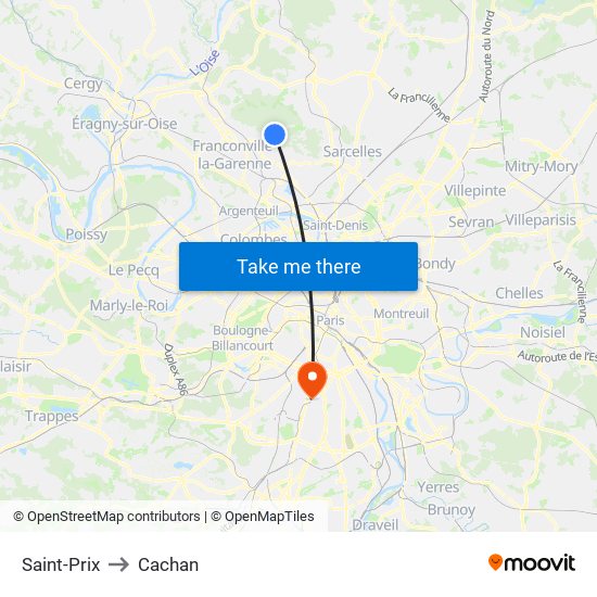 Saint-Prix to Cachan map