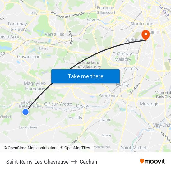 Saint-Remy-Les-Chevreuse to Cachan map