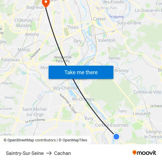 Saintry-Sur-Seine to Cachan map
