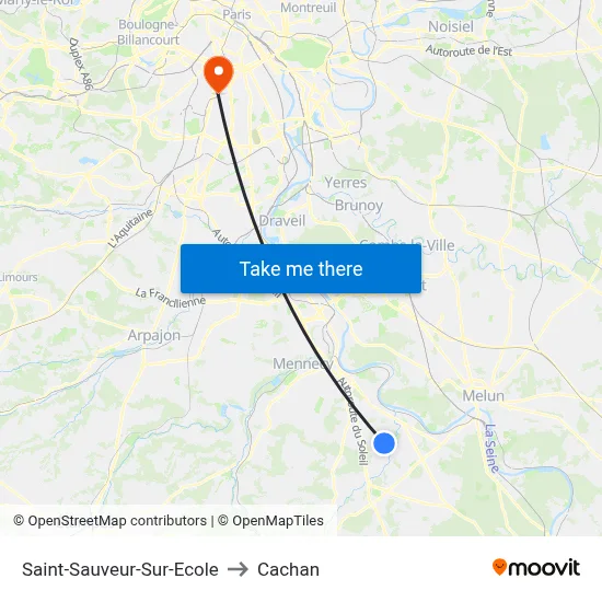 Saint-Sauveur-Sur-Ecole to Cachan map
