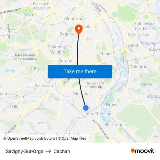 Savigny-Sur-Orge to Cachan map
