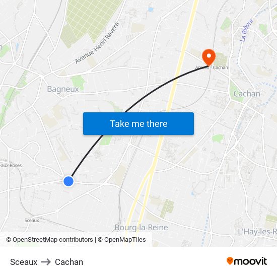 Sceaux to Cachan map