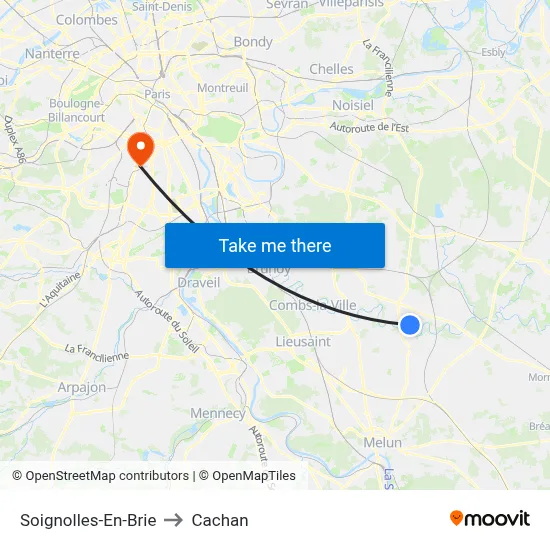 Soignolles-En-Brie to Cachan map