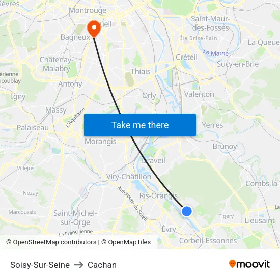 Soisy-Sur-Seine to Cachan map