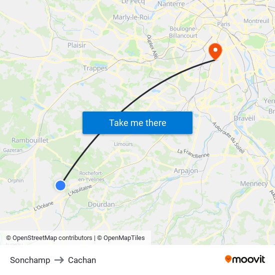 Sonchamp to Cachan map