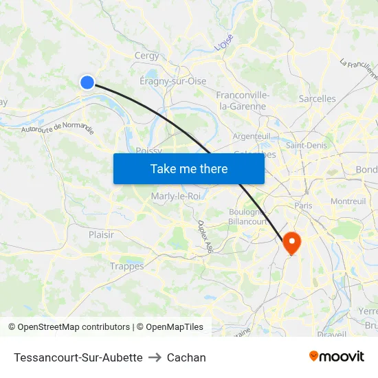 Tessancourt-Sur-Aubette to Cachan map