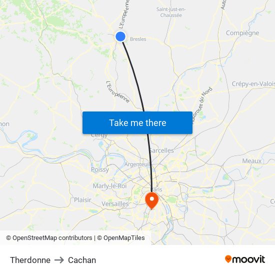 Therdonne to Cachan map