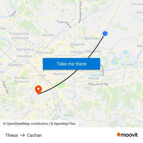 Thieux to Cachan map