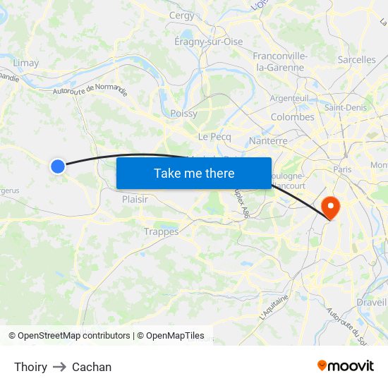 Thoiry to Cachan map