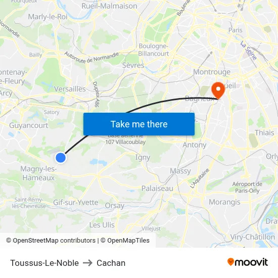 Toussus-Le-Noble to Cachan map