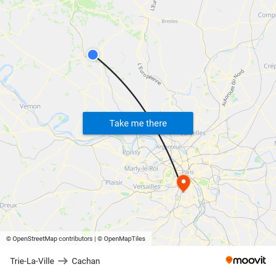 Trie-La-Ville to Cachan map