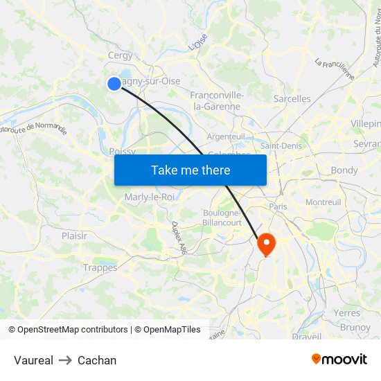 Vaureal to Cachan map
