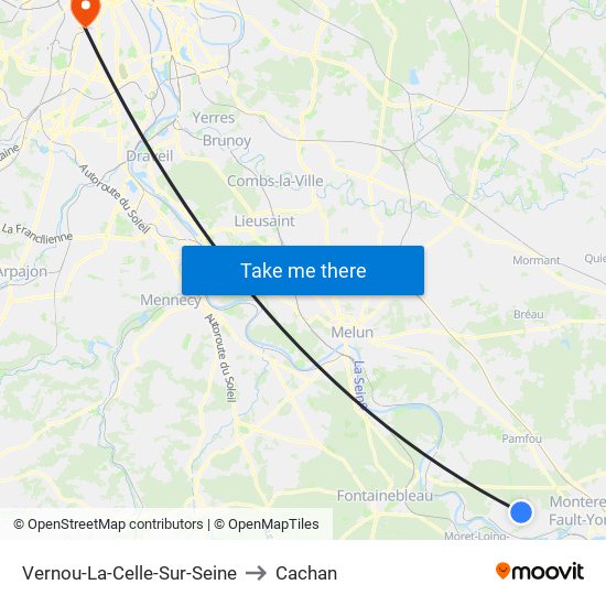 Vernou-La-Celle-Sur-Seine to Cachan map