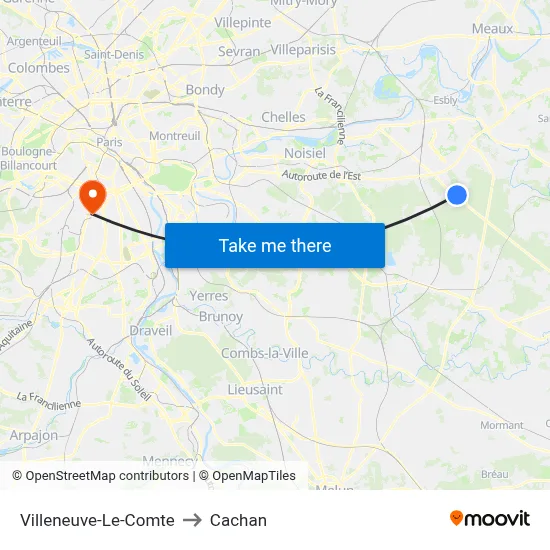 Villeneuve-Le-Comte to Cachan map