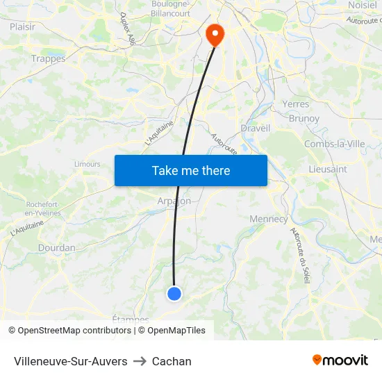 Villeneuve-Sur-Auvers to Cachan map