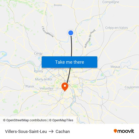 Villers-Sous-Saint-Leu to Cachan map