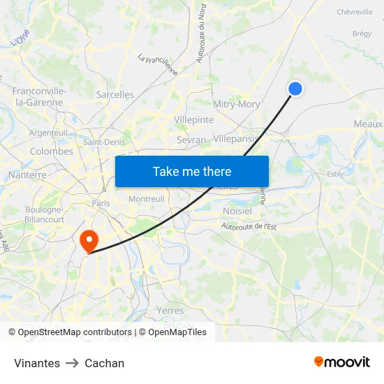Vinantes to Cachan map