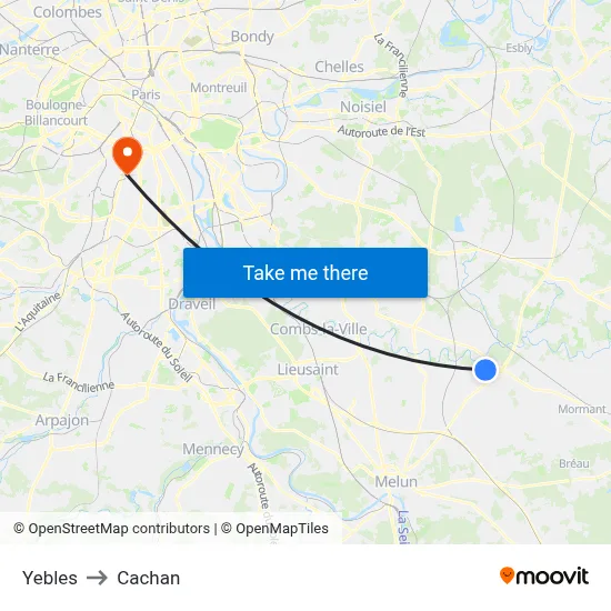 Yebles to Cachan map