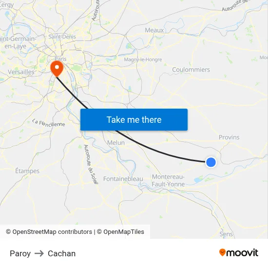 Paroy to Cachan map