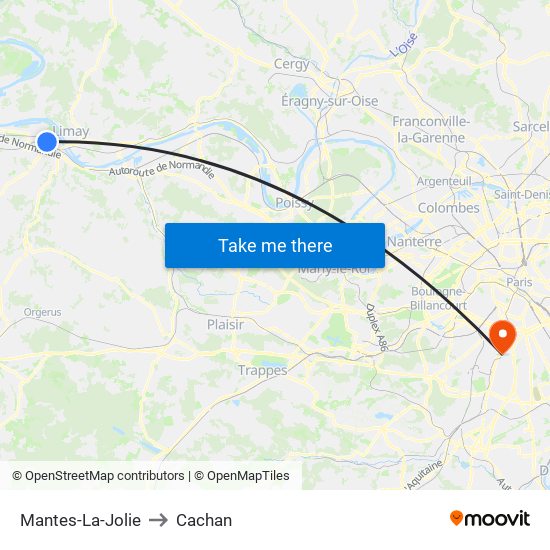 Mantes-La-Jolie to Cachan map