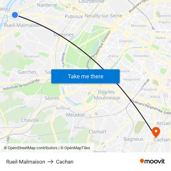 Rueil-Malmaison to Cachan map