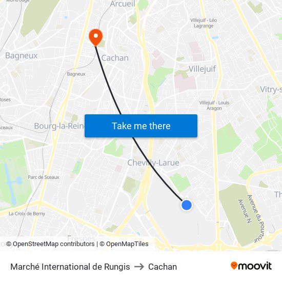 Marché International de Rungis to Cachan map