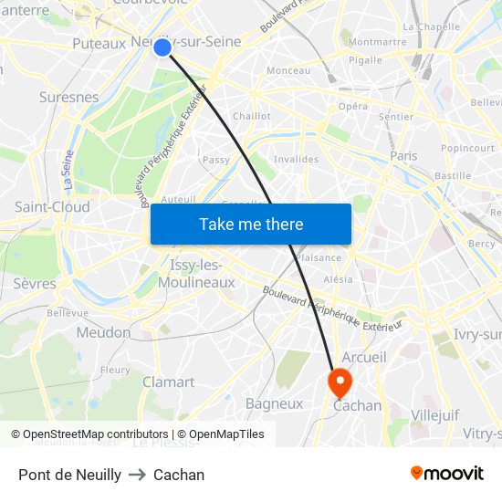 Pont de Neuilly to Cachan map