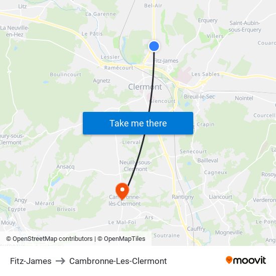 Fitz-James to Cambronne-Les-Clermont map