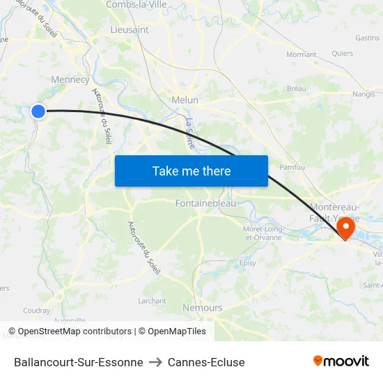 Ballancourt-Sur-Essonne to Cannes-Ecluse map