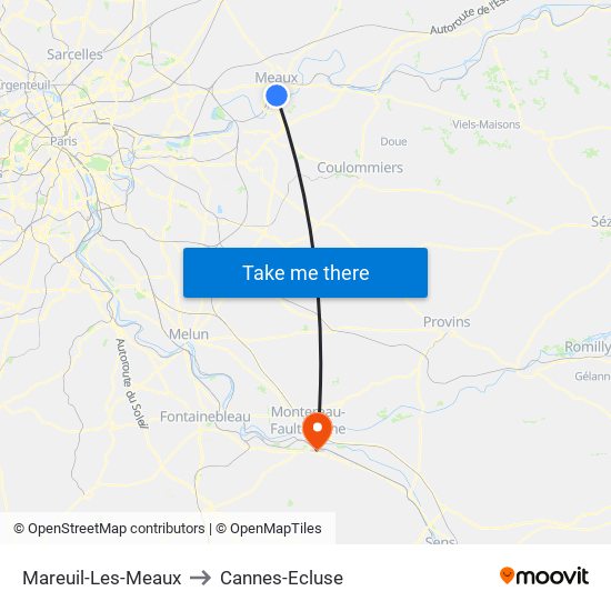 Mareuil-Les-Meaux to Cannes-Ecluse map