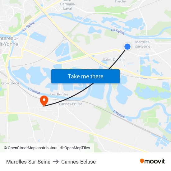 Marolles-Sur-Seine to Cannes-Ecluse map