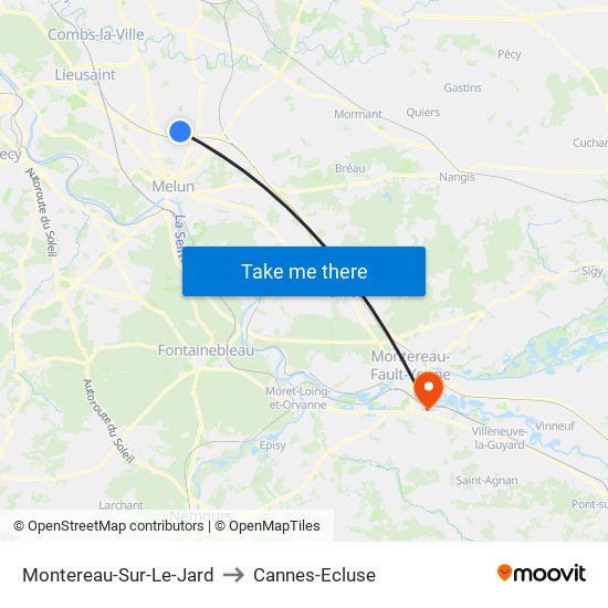 Montereau-Sur-Le-Jard to Cannes-Ecluse map