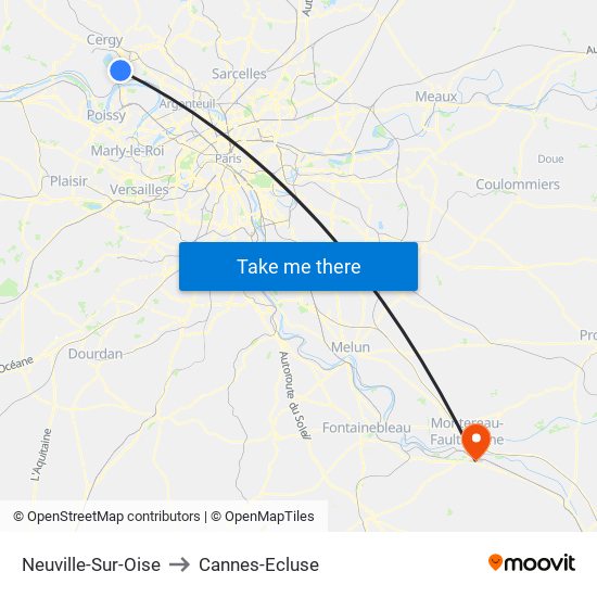 Neuville-Sur-Oise to Cannes-Ecluse map