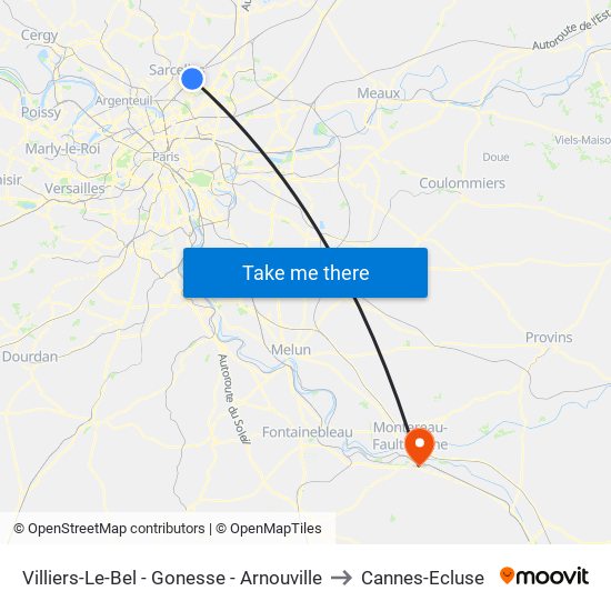 Villiers-Le-Bel - Gonesse - Arnouville to Cannes-Ecluse map
