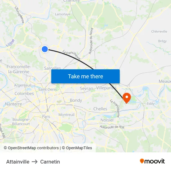 Attainville to Carnetin map