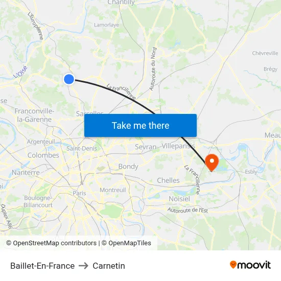 Baillet-En-France to Carnetin map