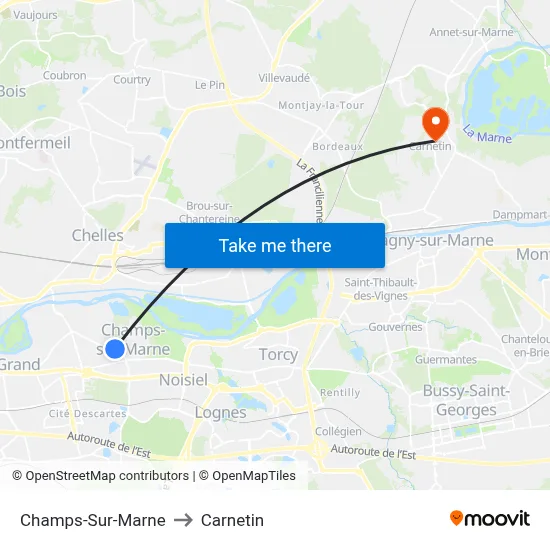 Champs-Sur-Marne to Carnetin map